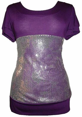 Floral Sequins Top in Purple 