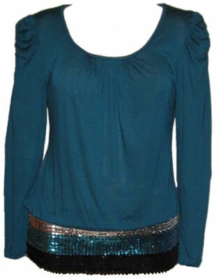 Bubble Sleeve Party Top in Teal