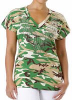 Embellished Army Fatigue Print Top