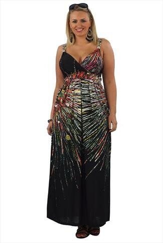 Black Multi Printed Maxi Dress