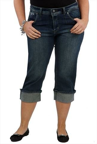 Blue Cropped Plus Size Jeans