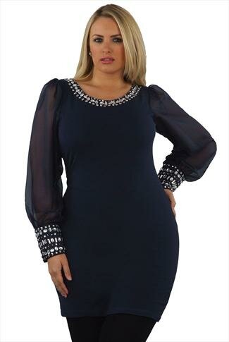 Navy Jewel Plus Size Tunic Dress