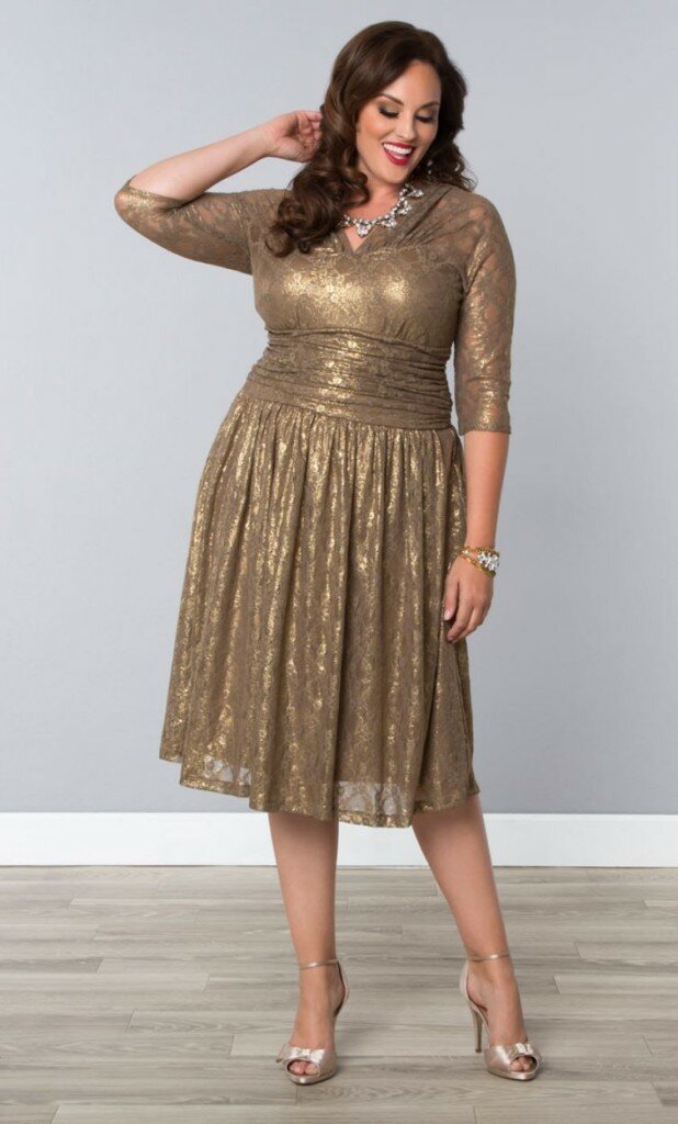 Kiyonna-Metallic Maven Lace Dress